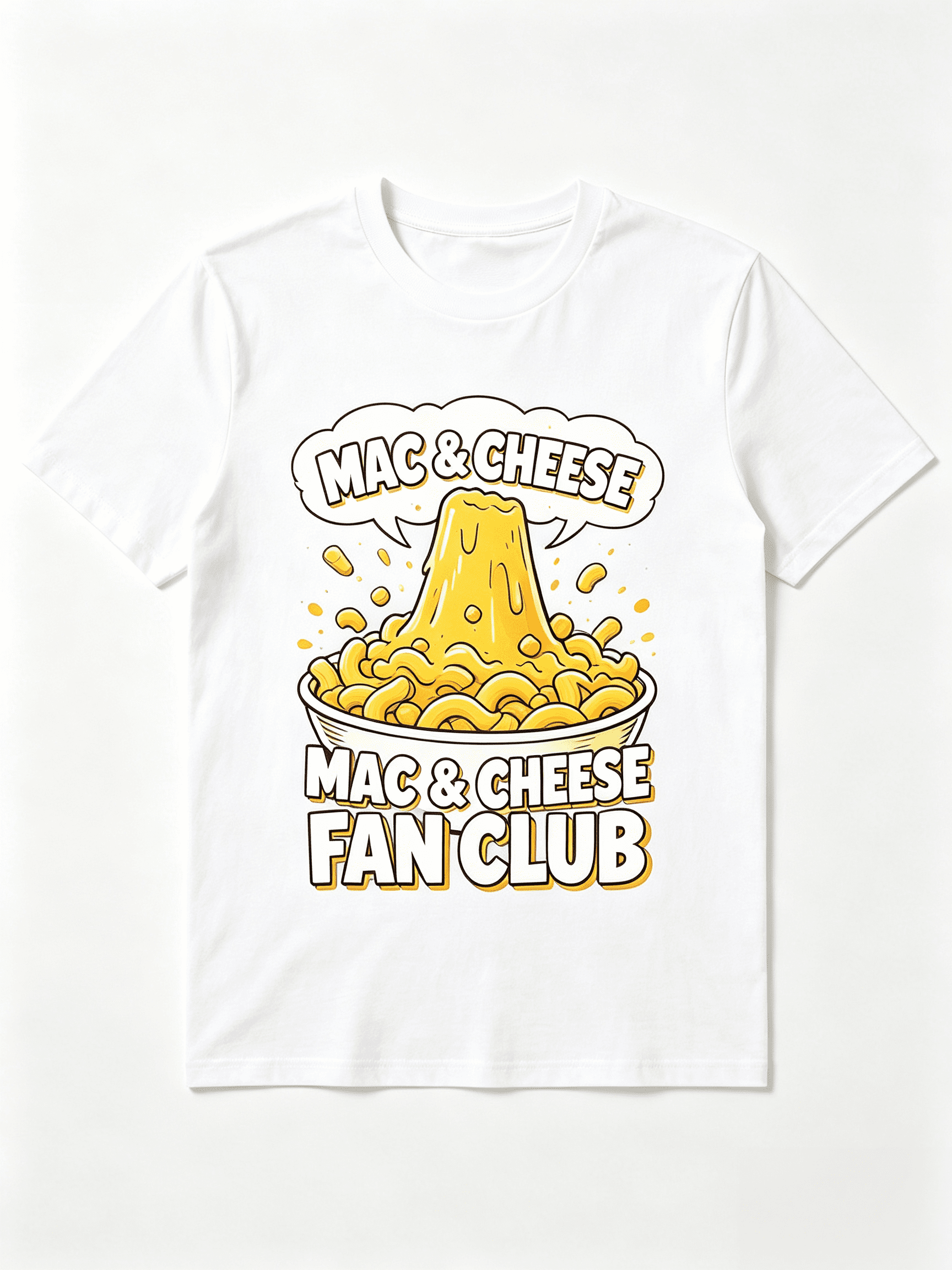 Men Cheesy Pasta Food Fan Club Graphic T‑Shirt, Crew Neck Short Sleeve Casual Funny Food‑Lover Summer Tee