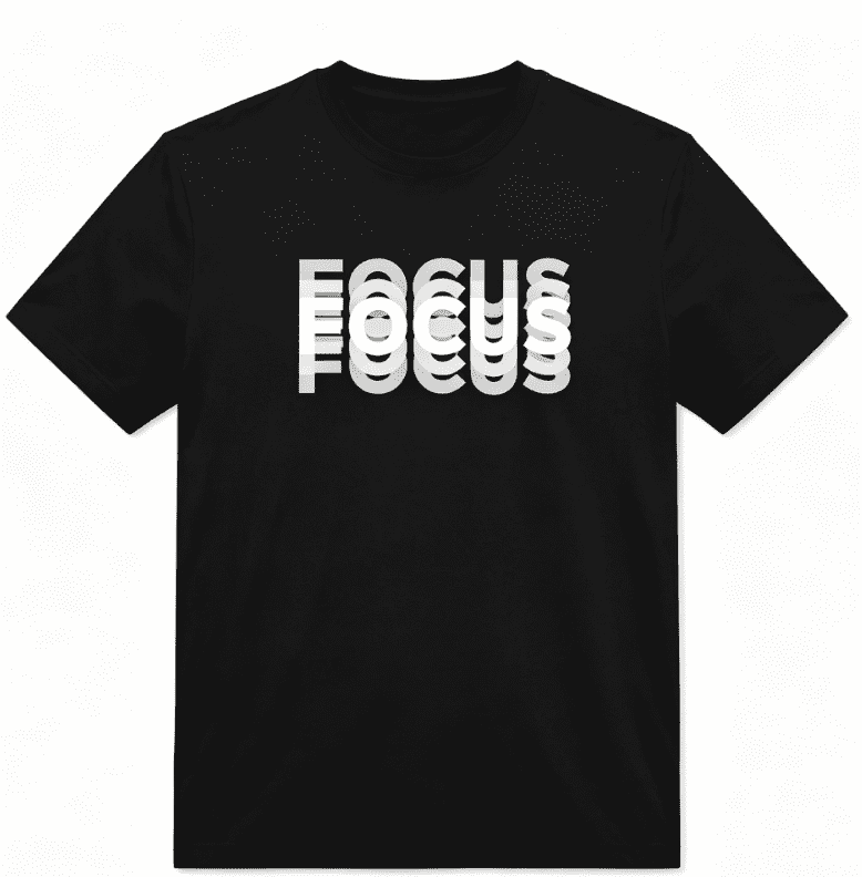 Men Crew Neck Short Sleeve T‑Shirt, FOCUS Layered Graphic Print Casual Streetwear Tee, Lightweight Everyday Wear Top for Men