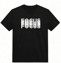 Men Crew Neck Short Sleeve T‑Shirt, FOCUS Layered Graphic Print Casual Streetwear Tee, Lightweight Everyday Wear Top for Men