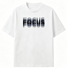 Men Crew Neck Short Sleeve T‑Shirt, FOCUS Layered Graphic Print Casual Streetwear Tee, Lightweight Everyday Wear Top for Men