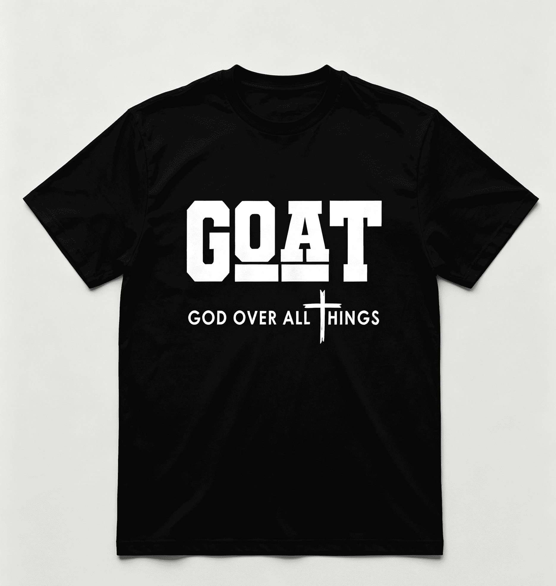 Men GOAT God Over All Things Christian T‑Shirt 100% Cotton Crew Neck Short Sleeve Casual Top for All Seasons