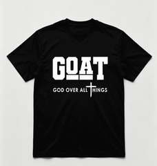 Men GOAT God Over All Things Christian T‑Shirt 100% Cotton Crew Neck Short Sleeve Casual Top for All Seasons