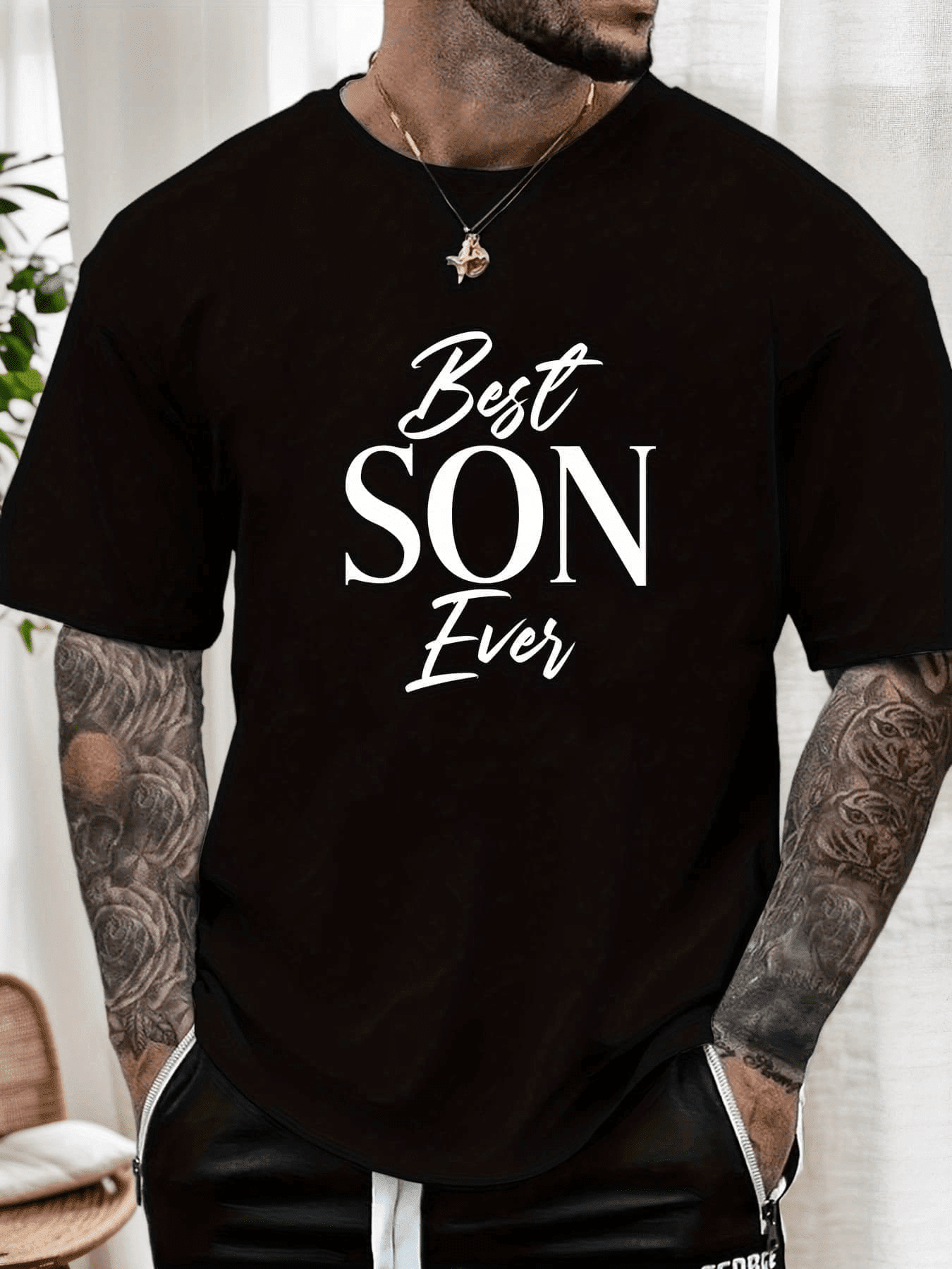 Men'S Best Son Ever T-Shirt - Casual Short Sleeve Round Neck Summer Solid Color Tee with Best Son Ever Print - Ideal Gift for from Parents - Hand Washable & Dry Cleanable