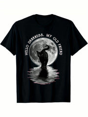 Men'S Black Cat Moon Graphic T-Shirt Casual Tee, Streetwear Style, Funny Quote Print