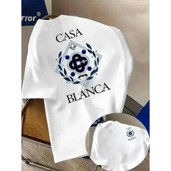 Men'S Casual Crew Neck T-Shirt with "CASA BLANCA" Graphic Print - Short Sleeve, Regular Fit, Summer Style, Casual Attire, Casual Wear, Casual Tee, | vibrant Graphic Tee | stretch Fabric Tee