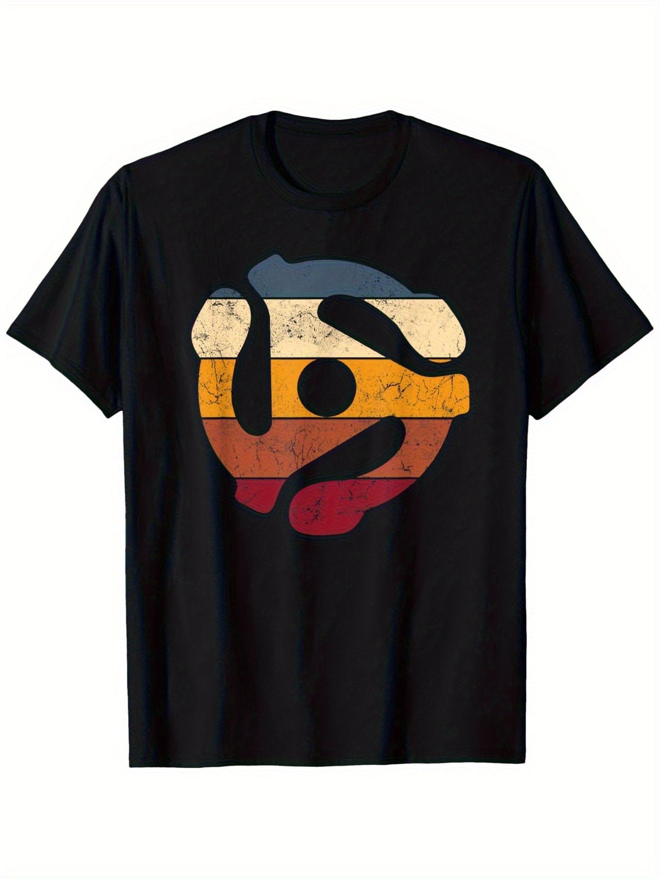 Men'S Retro DJ 45RPM Record Adapter T-Shirt Casual Crew Neck