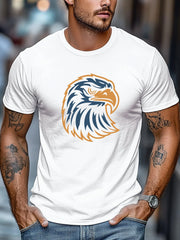 Men'S T-Shirt Men'S Eagle Head Pattern Summer Casual Round Neck Short Sleeve T-Shirt