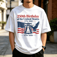 Men Women USA 250th Anniversary 1776-2026 T-Shirt, Vintage Distressed Liberty Bell Eagle US Flag Graphic Short Sleeve Crew Neck Tee, Patriotic American Celebration