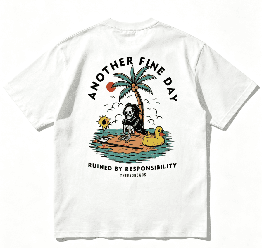 Men's Casual Short Sleeve Round Neck Tee - Skull & Beach Print Tropical Streetwear，Street Style Summer Shirt