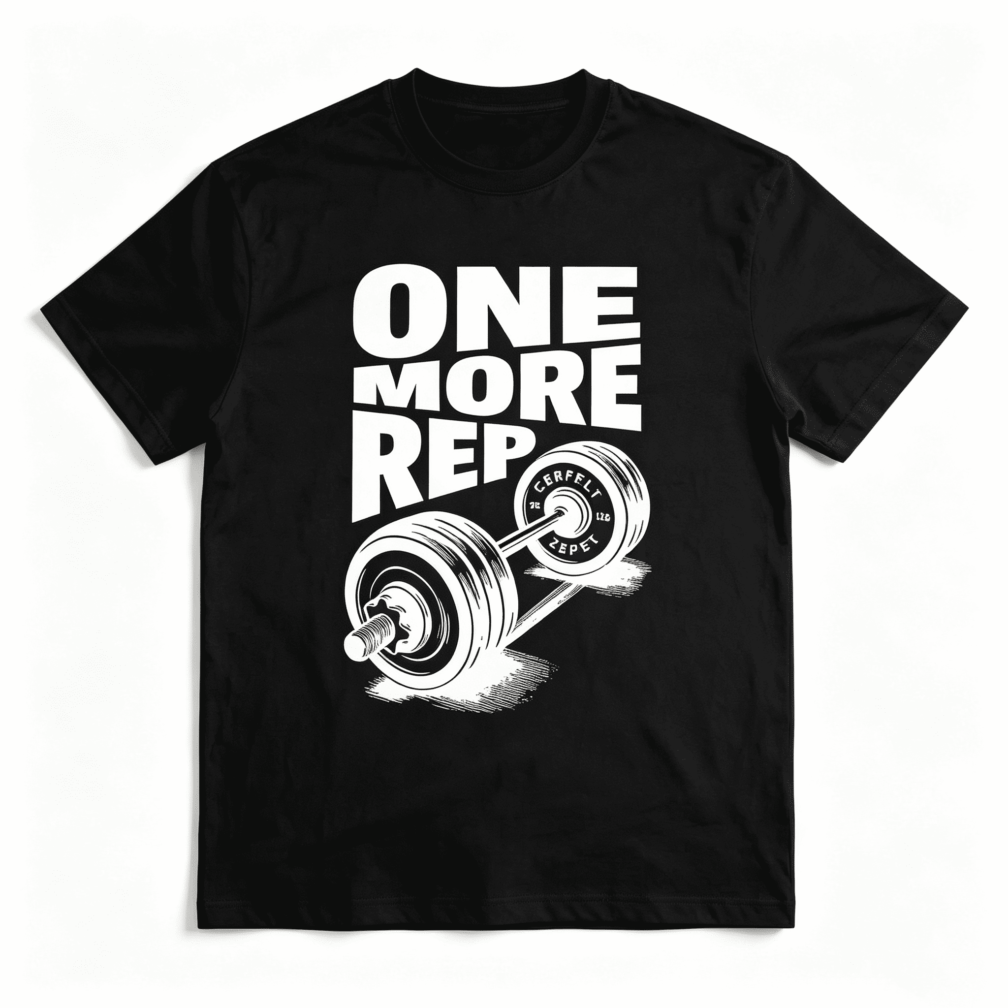Men's Classic American Style Short Sleeve Graphic T‑Shirt, "One More Rep" Gym Dumbbell Back Print Casual Versatile Crew Neck Tee