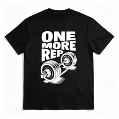Men's Classic American Style Short Sleeve Graphic T‑Shirt, "One More Rep" Gym Dumbbell Back Print Casual Versatile Crew Neck Tee