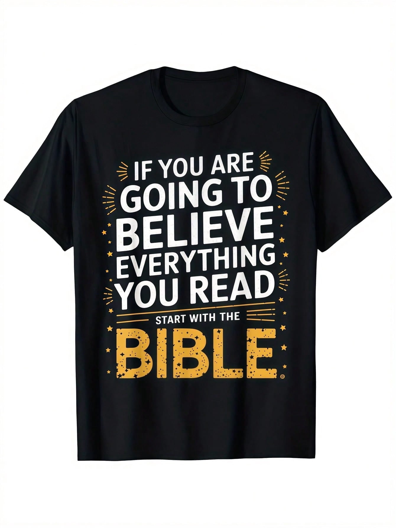 Men's Clothing Bible Text Printed Black Tshirt, Graphic Tee, Summer Tops, Shirt, Unisex Casual Crew Neck Tshirt, Lightweight