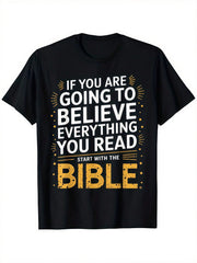 Men's Clothing Bible Text Printed Black Tshirt, Graphic Tee, Summer Tops, Shirt, Unisex Casual Crew Neck Tshirt, Lightweight
