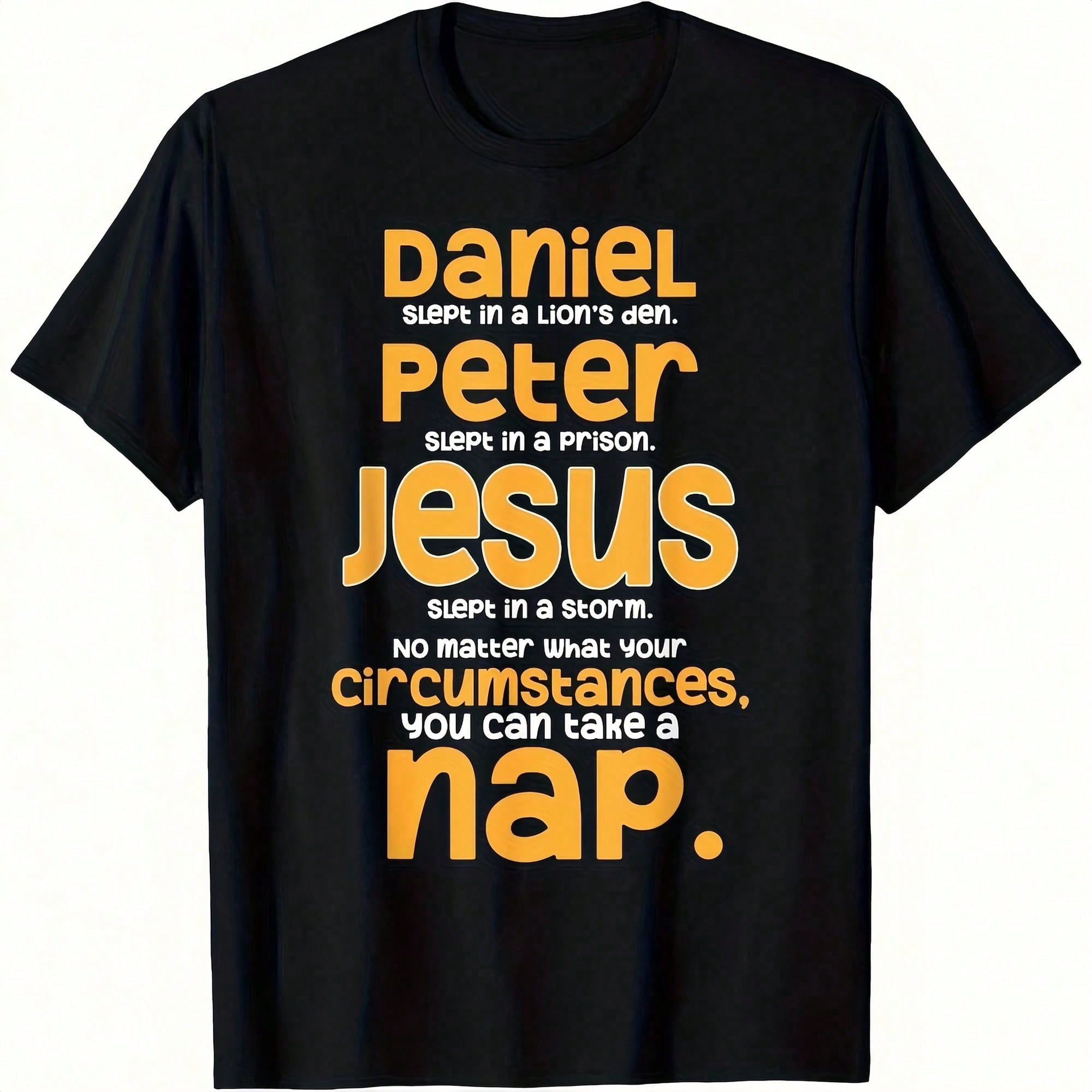 Men's Daniel Peter Jesus You Can Take A Nap Funny Christian Graphic T-Shirt, Casual Short Sleeve Faith Tee