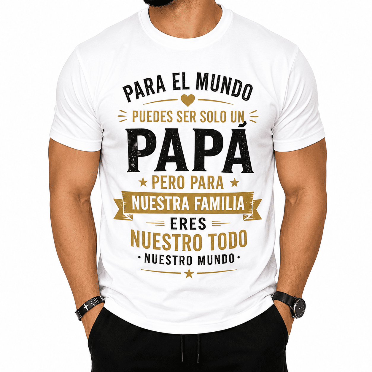 Men's Father's Day Spanish Graphic T-Shirt, Papa Family Appreciation Quote Tee, Short Sleeve Crew Neck Shirt