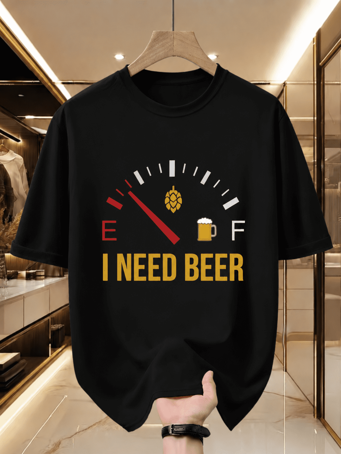 Men's Funny Beer T Shirt, I Need Beer Graphic Tee, Casual Drinking Humor Shirt, Short Sleeve Crew Neck Top, Fun Gift for Beer Lovers, Friends and Family
