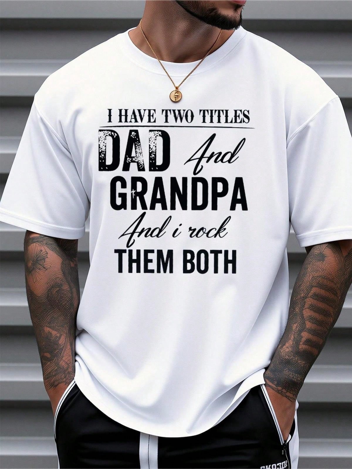 Men's Funny Dad Grandpa Graphic Tee Father's Day Gift Casual Crew Neck Short Sleeve T-Shirt for Dad Grandpa
