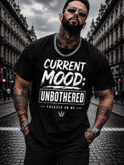 Men's Funny Graphic T-Shirt Current Mood Unbothered Statement Tee Casual Short Sleeve Crew Neck Summer Everyday Shirt