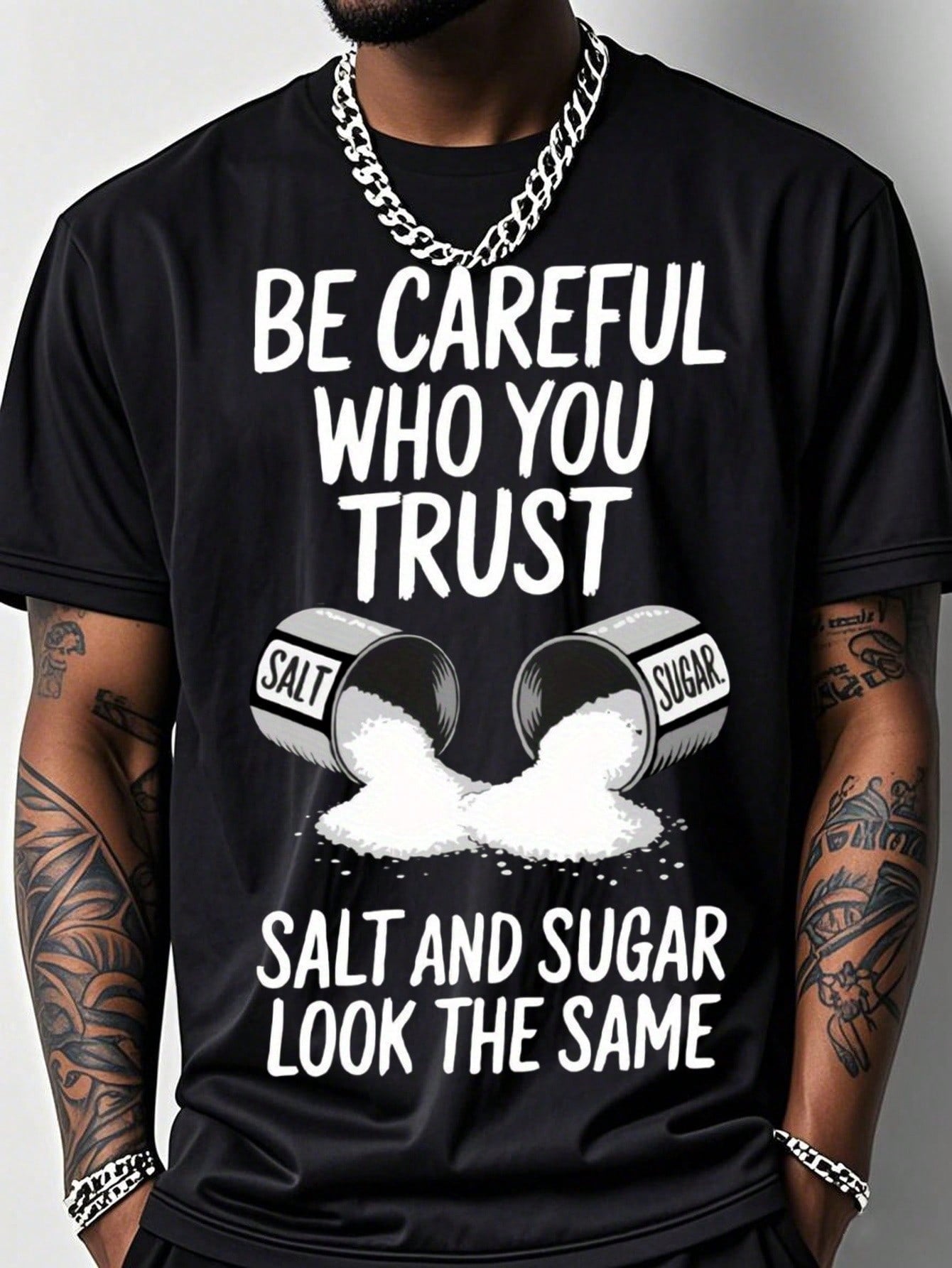 Men's Funny Gym T-Shirt With Salt & Sugar Trust Graphic Print