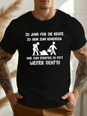 Men's Funny Work Graphic T Shirt Too Young To Retire Too Poor To Quit Humor Quote Print Casual Short Sleeve Crew Neck Tee