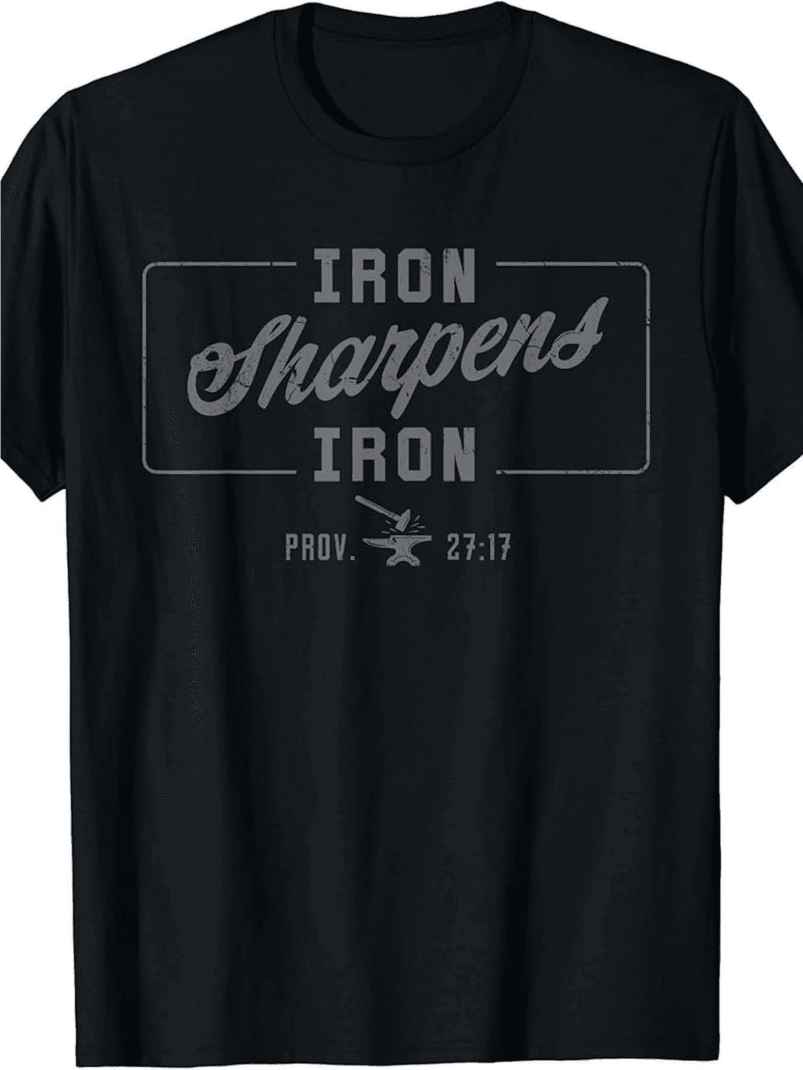 Men's Iron Sharpens Iron Proverbs 27:17 Christian Bible Verse Graphic Short Sleeve T-Shirt