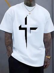 Men's Minimalist Graphic T-Shirt Modern Geometric Print Soft Cotton Crew Neck Short Sleeve Casual Streetwear Tee for Everyday Wear
