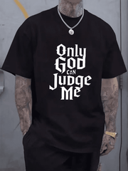 Men’s Only God Can Judge Me Graphic T-Shirt, Christian Faith Casual Crew Neck Short Sleeve Tee
