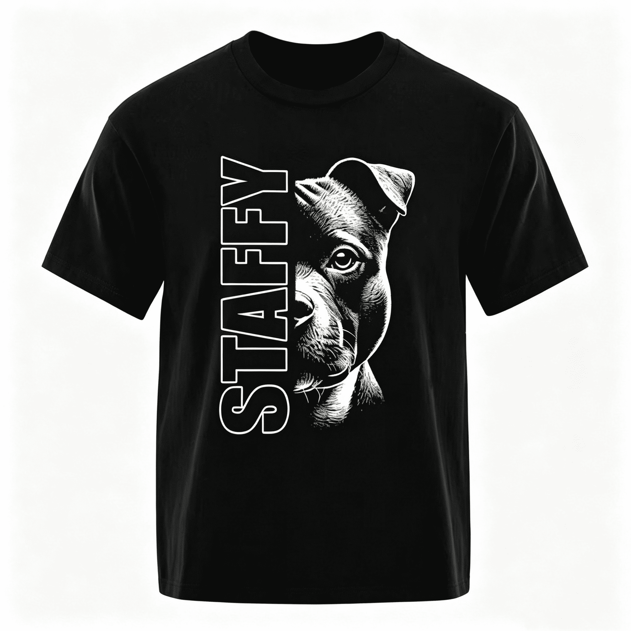 Men's Staffordshire Bull Terrier Graphic T‑Shirt, Vertical STAFFY Dog Portrait Print, Crew Neck Short Sleeve Tee, Men Casual Top, Gift for Staffy Dog Lovers & Pet Owners
