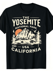 Men's Summer Short Sleeve T-Shirt - Round Neck Casual Top with Geometric Park & Outdoor Print ( Grass, Skyscrapers)