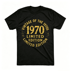 Men's Vintage 1970 Limited Edition Graphic T‑Shirt，Retro Fashion 1970 Theme Classic T-shirt for Guys，Soft Casual Classic Menswear Gift Top