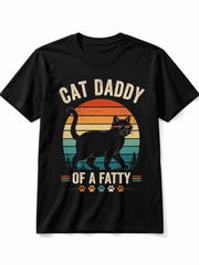 Men's Vintage Cat Graphic T-Shirt, Funny Retro Pet Lover Tee, Casual Crew Neck Short Sleeve Shirt for Everyday Wear