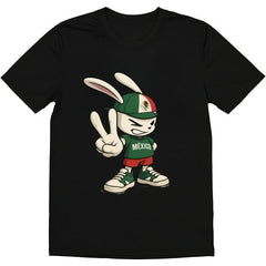 Mens Fashionable Crew Neck T-Shirt - Comfortable Fit, Slight Stretch, PatternedPrint Mexico Flag Bunny Tee Celebrate in Style,Casual Short Sleeves for Summer and SpringSeasons Funny Tee