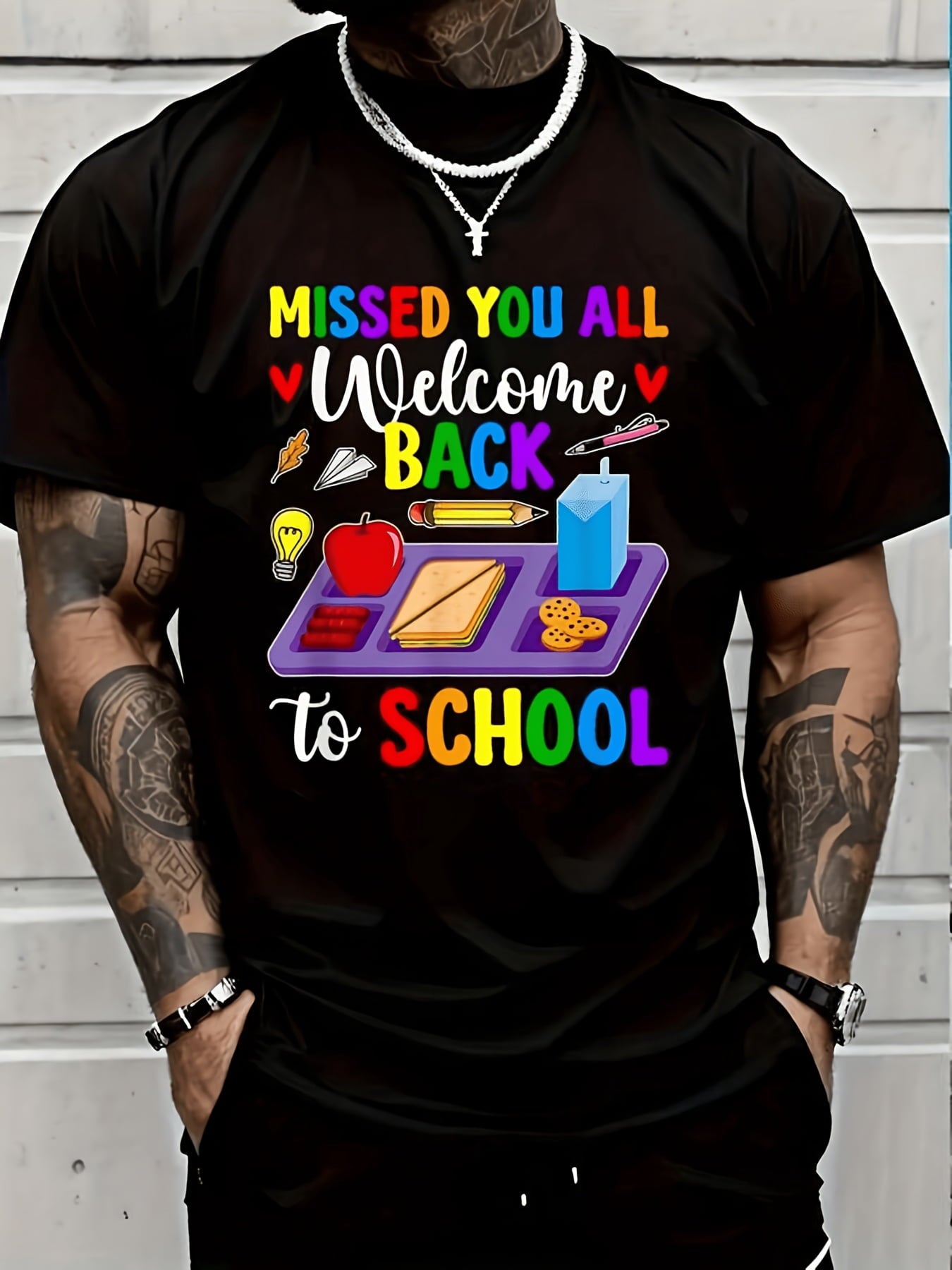 Missed You All Welcome Back To School Graphic Tee for Men Women, Cute First Day Teacher Short Sleeve T-Shirt, Casual Crew Neck Top for School Staff Gift