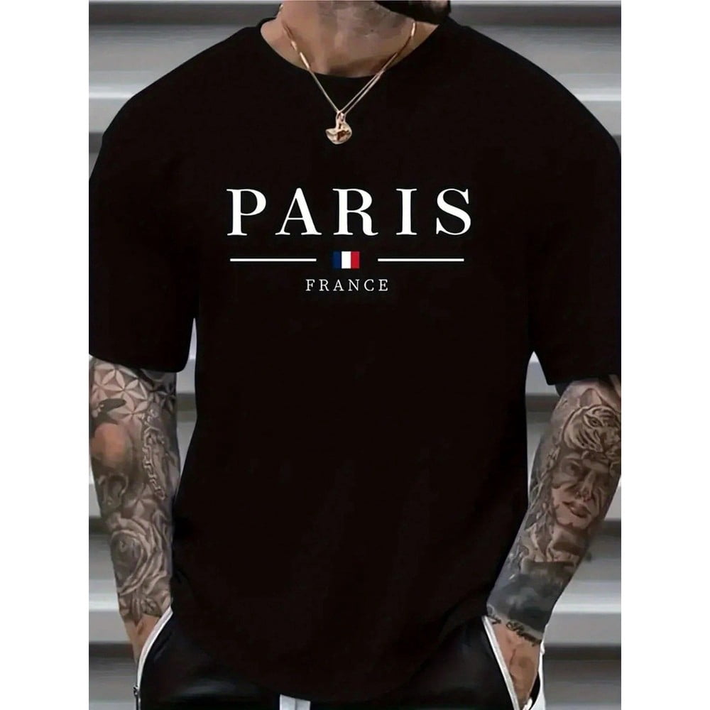 Paris-Inspired Cotton T-Shirt - Breathable, Machine Washable, "PARIS"