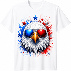 Patriotic Eagle Sunglasses Graphic T-Shirt for Men Women, American Freedom Bird Independence Day Tee, USA Pride Patriotic Graphic Shirt, 4th of July Gift, Unisex Casual Top