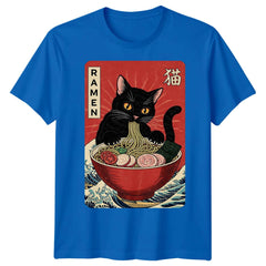 Ramen Cat Japanese Food Mens T-Shirt Womens Tee Graphic Unisex Tee