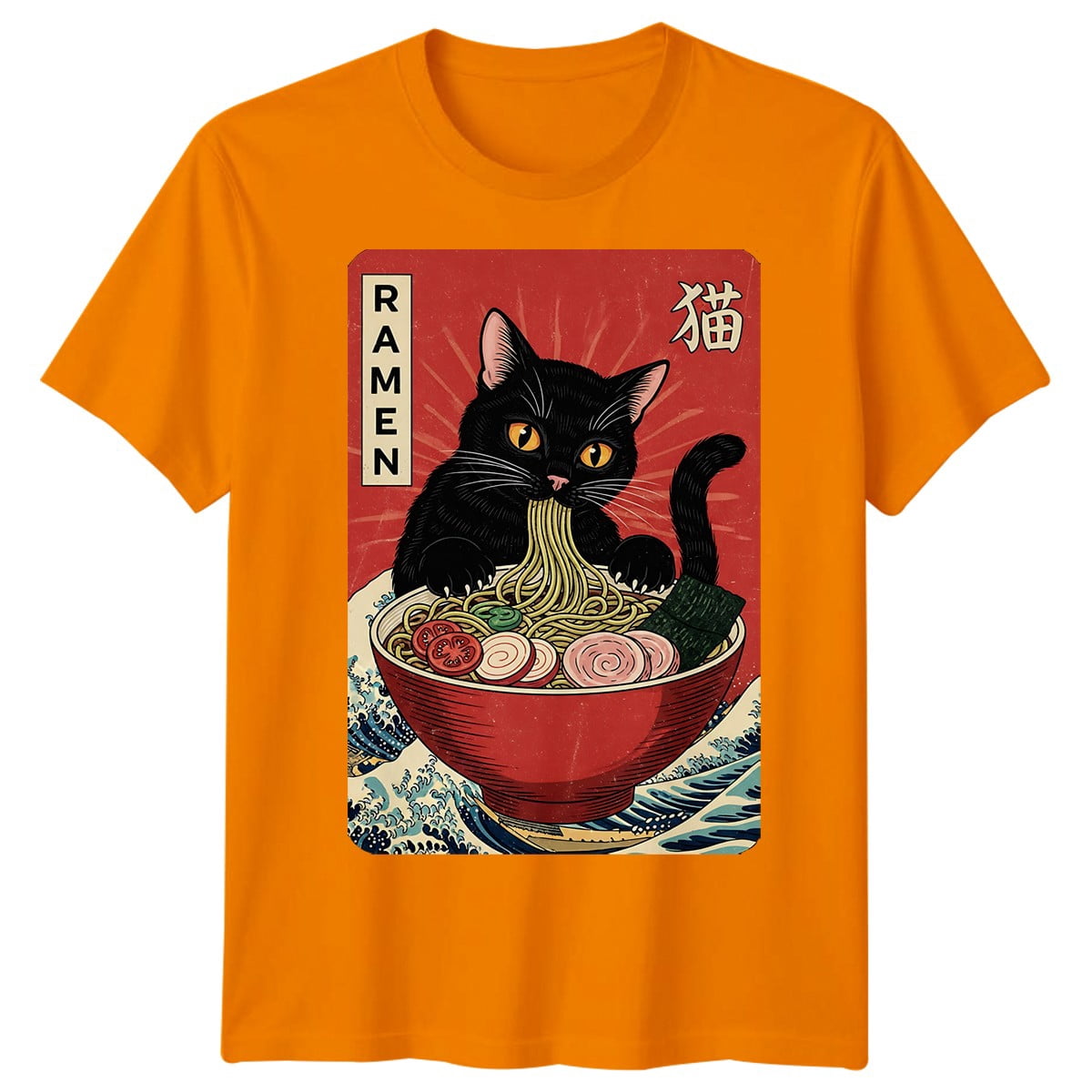 Ramen Cat Japanese Food Mens T-Shirt Womens Tee Graphic Unisex Tee