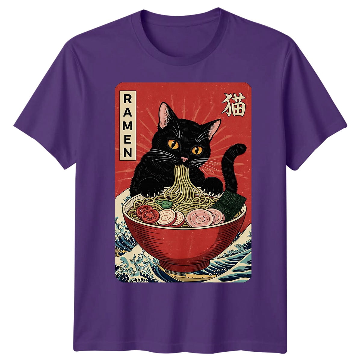 Ramen Cat Japanese Food Mens T-Shirt Womens Tee Graphic Unisex Tee