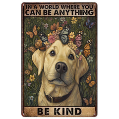 Retro Labrador Retriever Metal Wall Art - Weather Resistant, Pre Drilled for Easy Installation, 12X8 Inches
