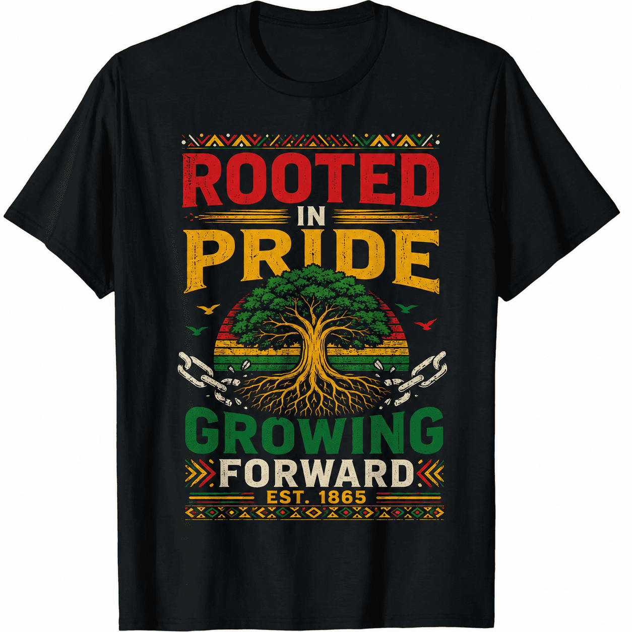 Rooted In Pride Growing Forward Graphic T-Shirt | Inspirational Heritage Tree Vintage Tee