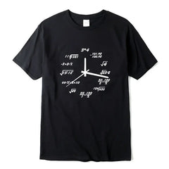 Men's T-shirt 100% Cotton Casual Funny Math Clock Print T Shirt for Men Short Sleeve T-shirt Male Tops