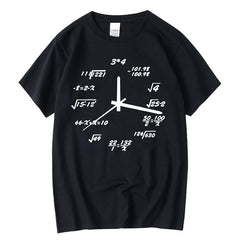 Men's T-shirt 100% Cotton Casual Funny Math Clock Print T Shirt for Men Short Sleeve T-shirt Male Tops