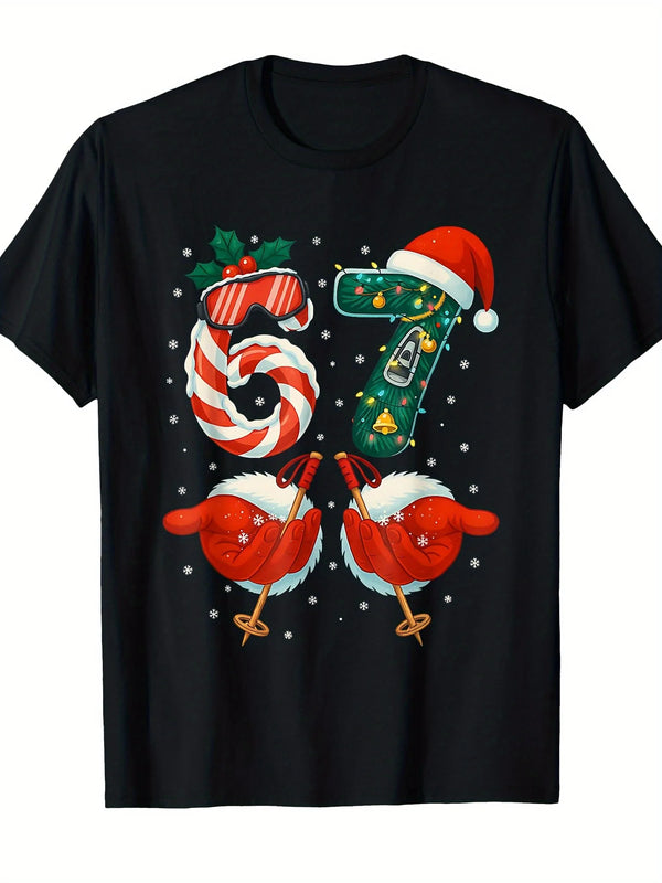 67 Christmas Winter Front Print, Men's Short Sleeve T-Shirt