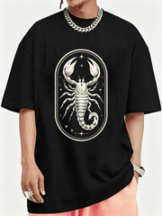 Scorpion Print, Men's Graphic T-shirt, Trendy Tees For Summer, Mens Clothing