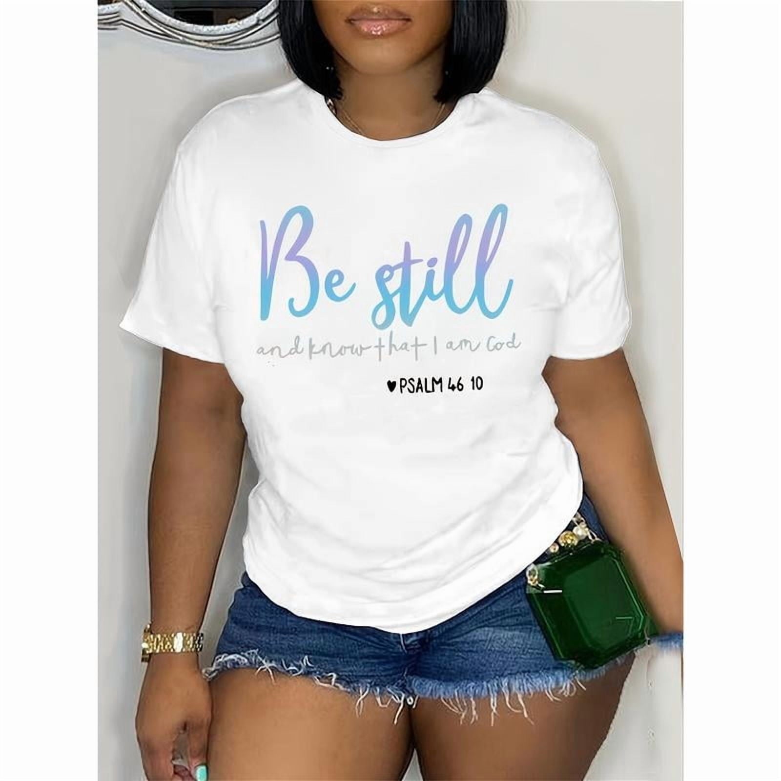 Soft Stretchy Letter Print T-Shirt - Chic Women's Crew Neck, Short Sleeve, Machine Washable - Perfect for Spring/Summer/Fall