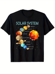 Solar System Planets Space Explorer Graphic Tee for Men Women, Mercury Venus Earth Mars Science Short Sleeve T-Shirt, Casual Crew Neck Top for Astronomy Lover Gift