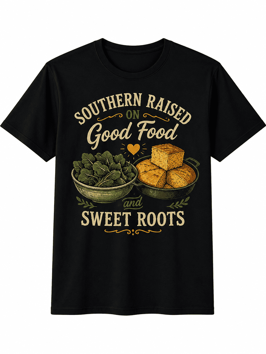Southern Raised On Good Food And Sweet Roots Graphic T-Shirt Country Heritage Tee