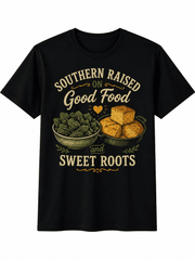 Southern Raised On Good Food And Sweet Roots Graphic T-Shirt Country Heritage Tee