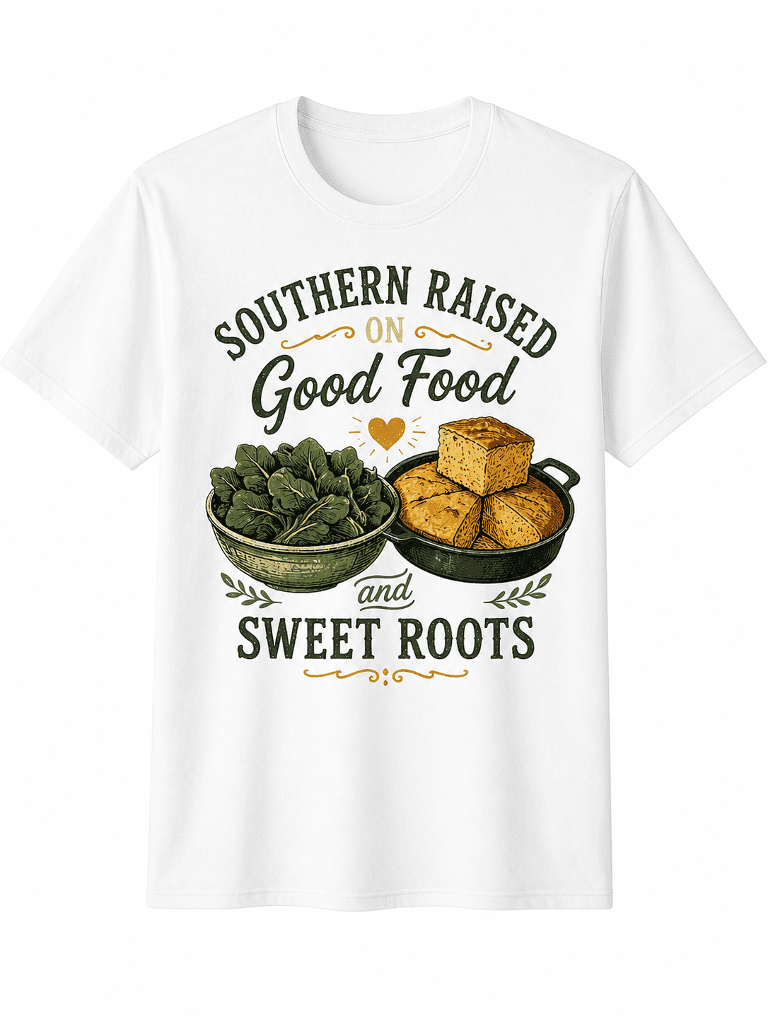 Southern Raised On Good Food And Sweet Roots Graphic T-Shirt Country Heritage Tee