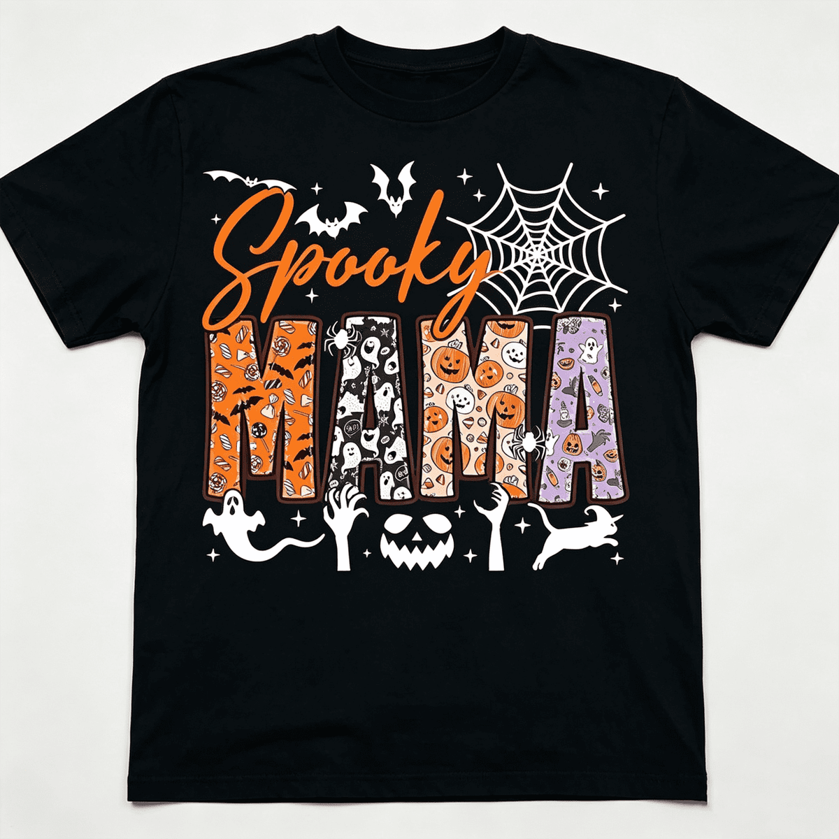 Spooky Halloween Graphic Tee for Women men, Cute Bat Pumpkin Ghost Print Short Sleeve T-Shirt, Casual Crew Neck Top for Halloween Party Costume Gift